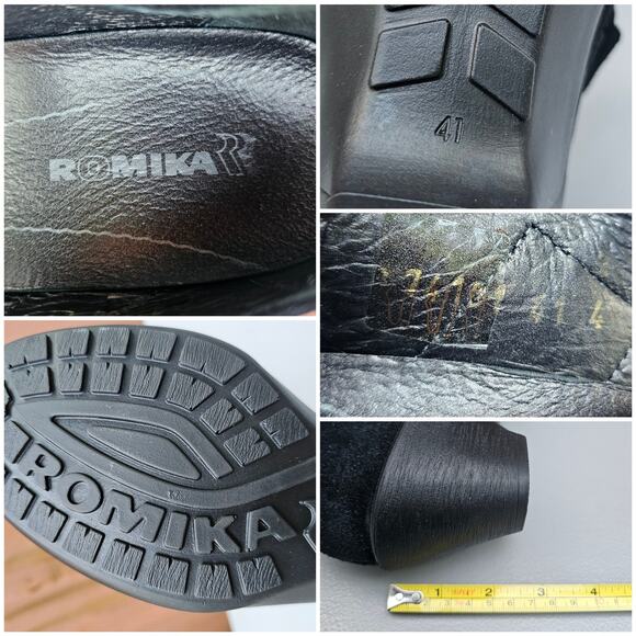 Black MaryJane Pumps Romika Size EU 41 US 10-10.5 Suede Leather Sport Wedge Heel - Picture 7 of 14